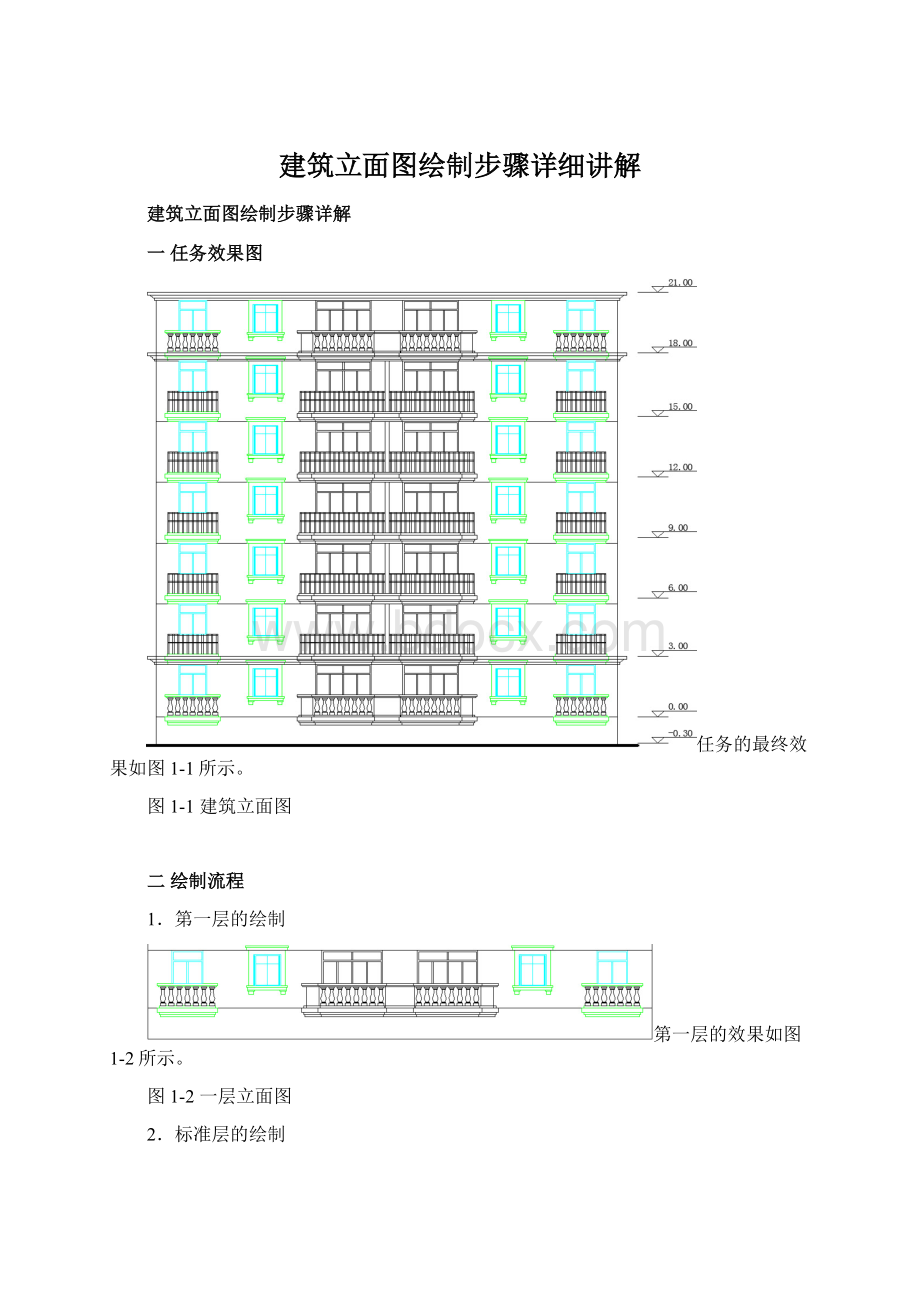 建筑立面图绘制步骤详细讲解Word文档格式.docx_第1页