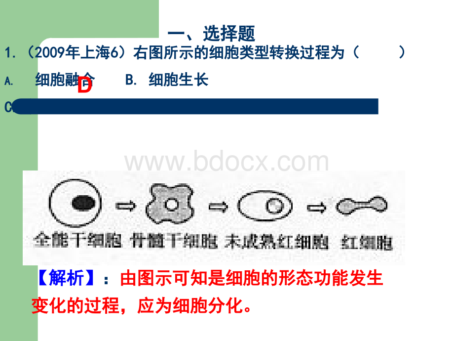 生物高考题分类汇编课件必修专题细胞分化癌变衰老及凋亡.ppt_第2页