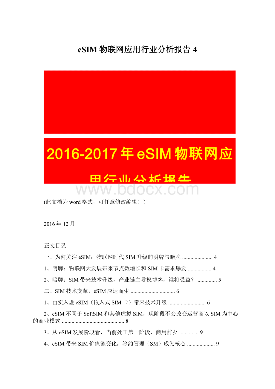 eSIM物联网应用行业分析报告4Word下载.docx