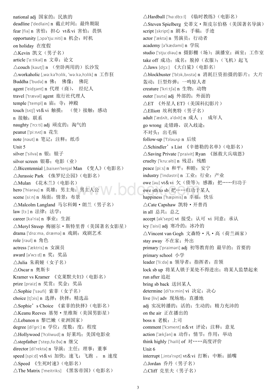 高一英语词汇表(含音标、分单元)文档格式.doc_第3页