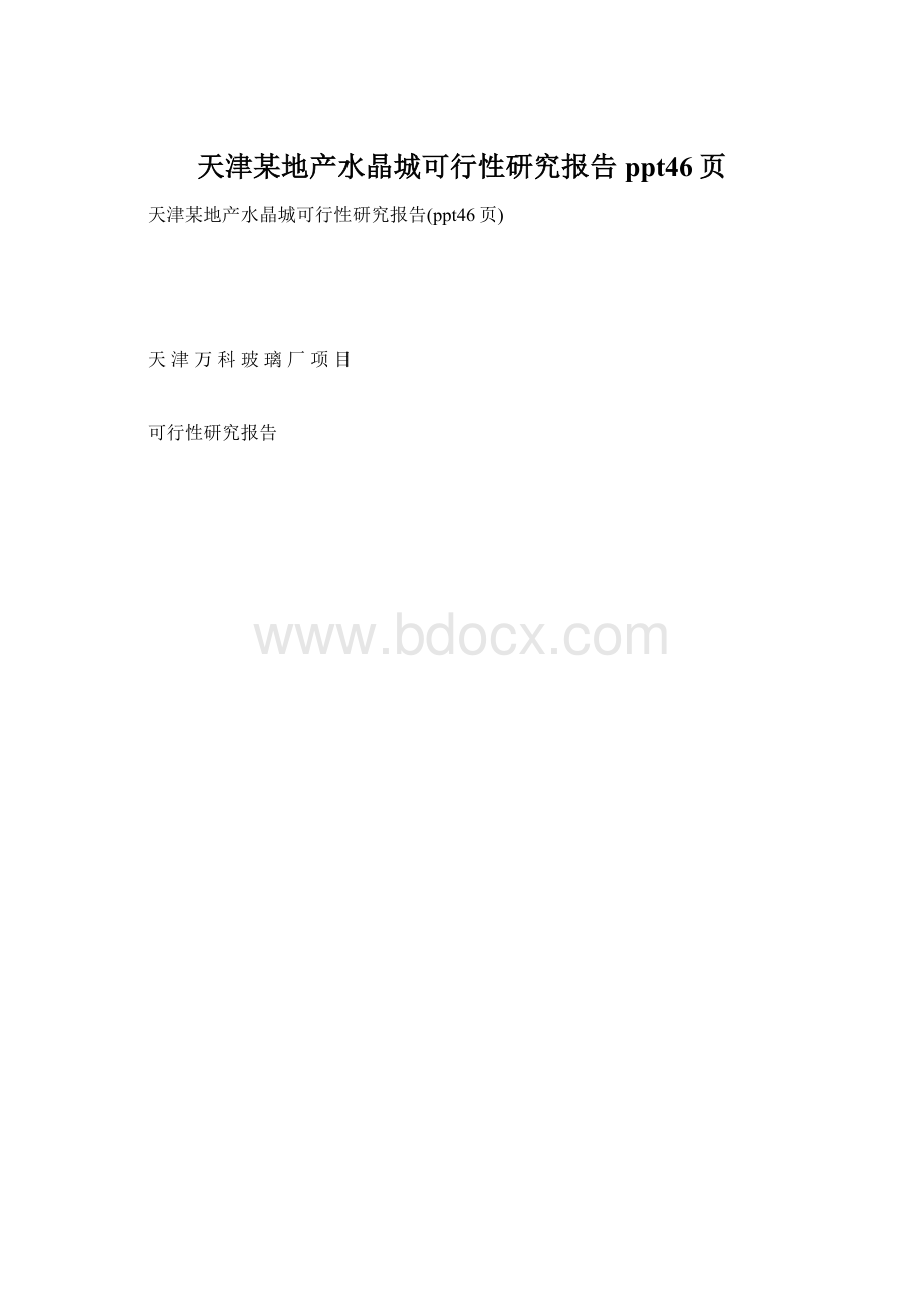 天津某地产水晶城可行性研究报告ppt46页Word下载.docx