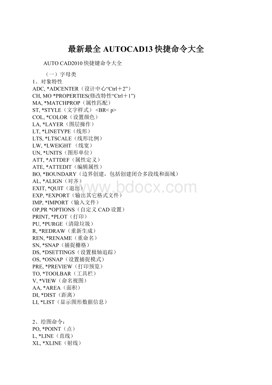 最新最全AUTOCAD13快捷命令大全.docx_第1页