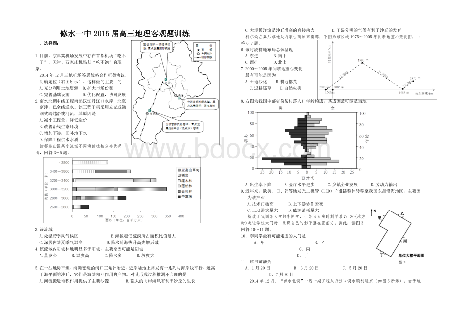 高三地理客观题Word文档下载推荐.doc_第1页