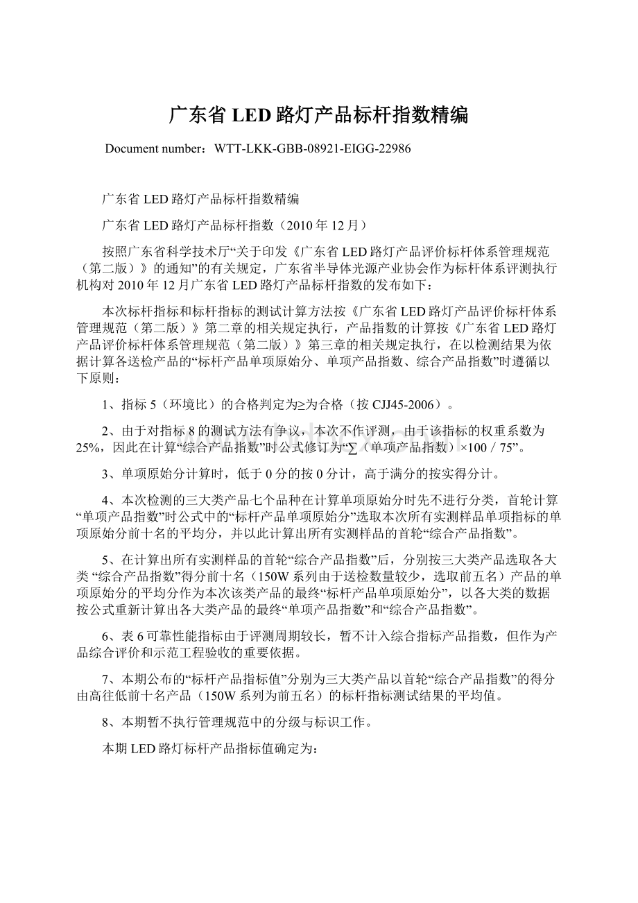 广东省LED路灯产品标杆指数精编.docx