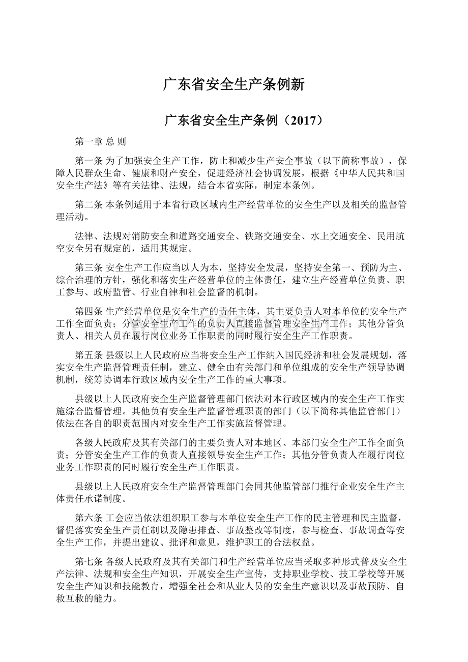 广东省安全生产条例新文档格式.docx