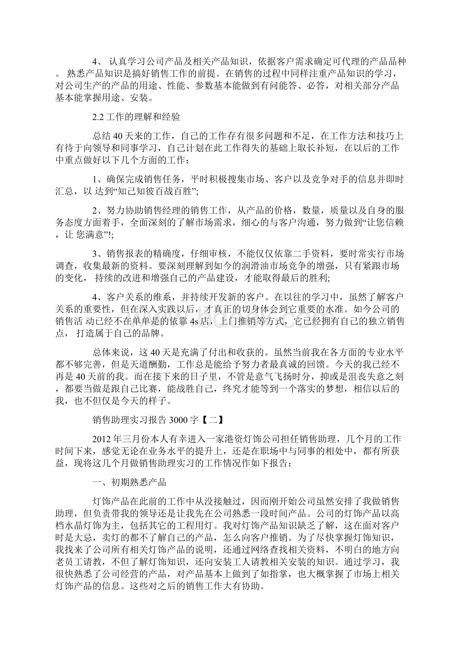 销售助理实习报告3000字Word格式文档下载.docx_第2页