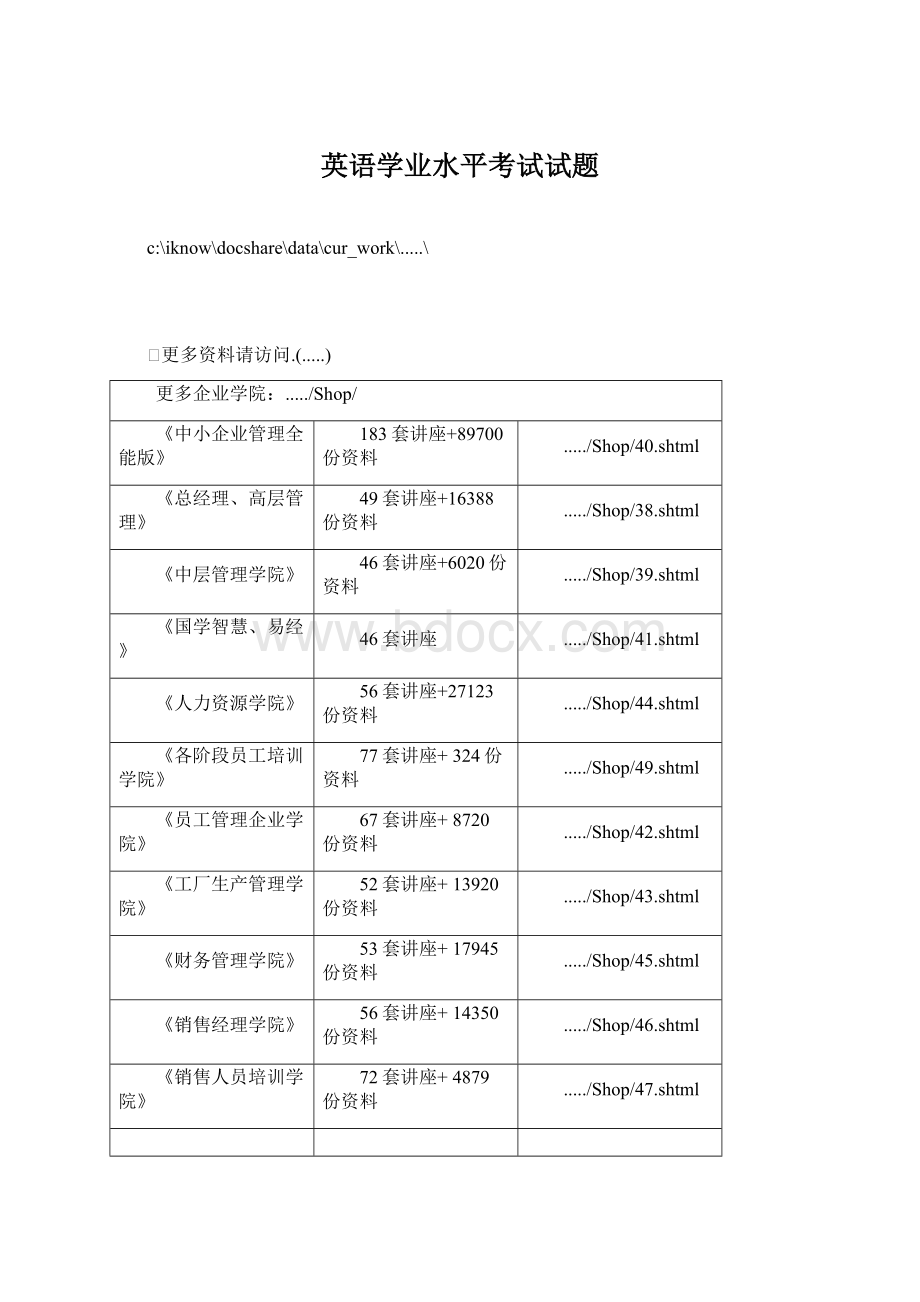 英语学业水平考试试题Word文档格式.docx