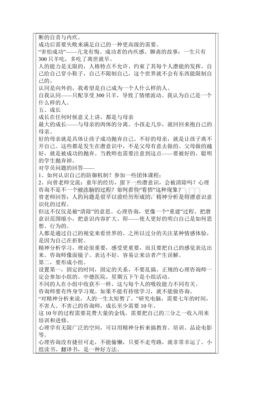 曾奇峰《精神分析治疗实务》听课笔记Word格式.docx_第2页