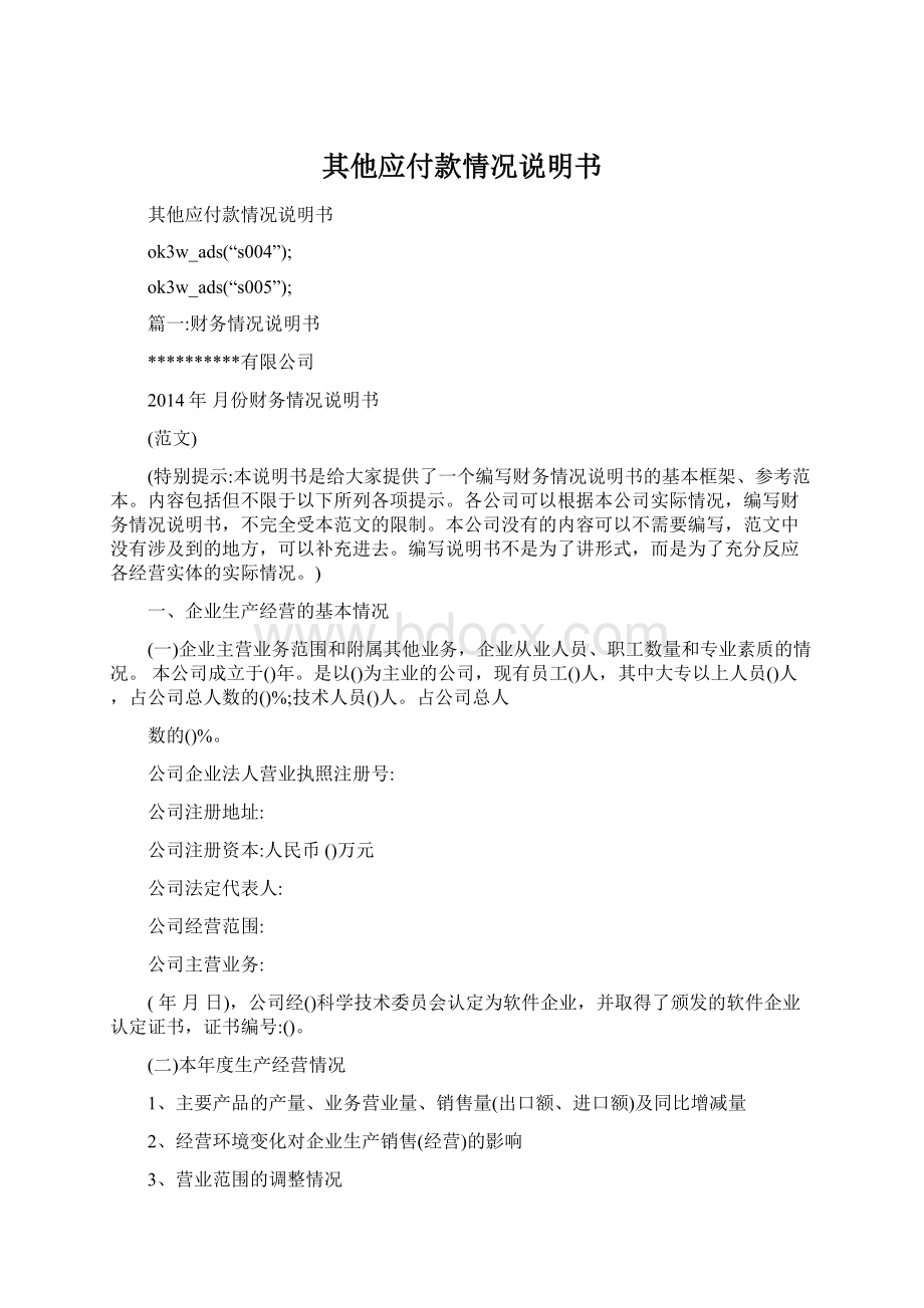 其他应付款情况说明书Word格式.docx_第1页