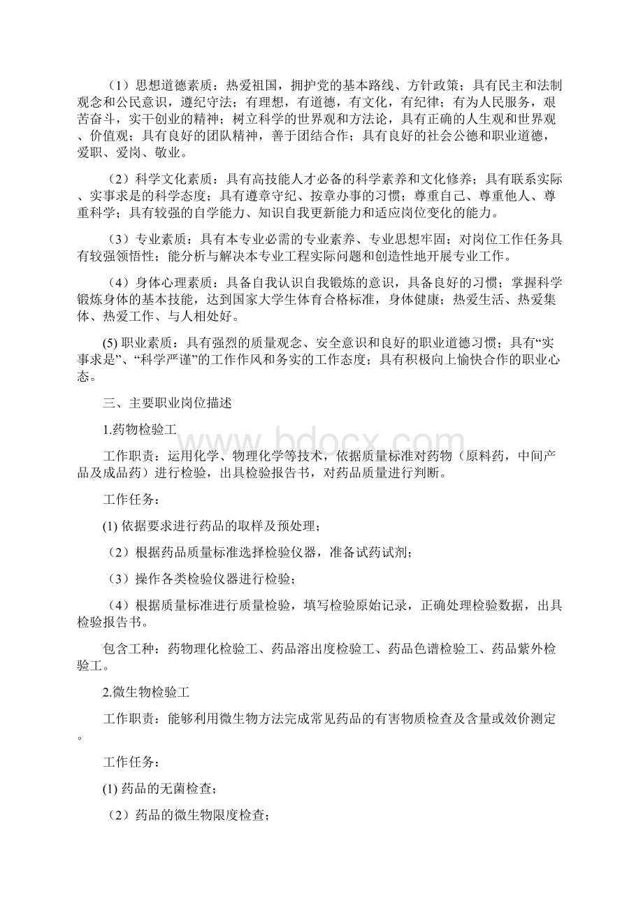 高等职业教育药物分析技术专业教学基本要求药物分析技术专业.docx_第3页