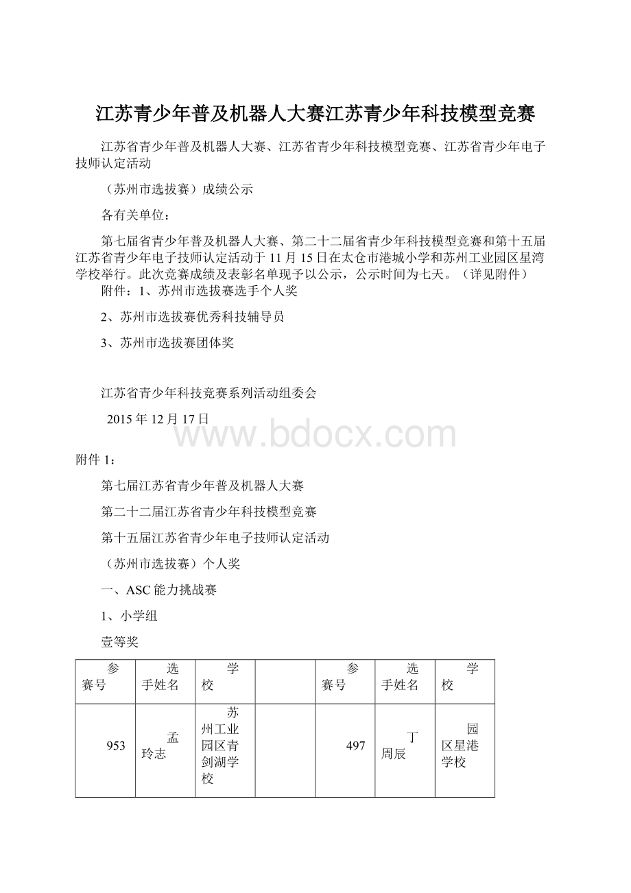 江苏青少年普及机器人大赛江苏青少年科技模型竞赛Word文档格式.docx