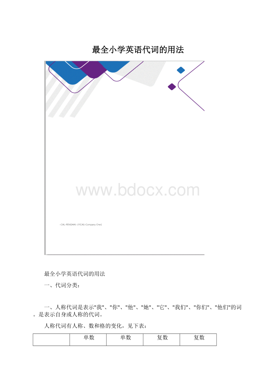 最全小学英语代词的用法.docx