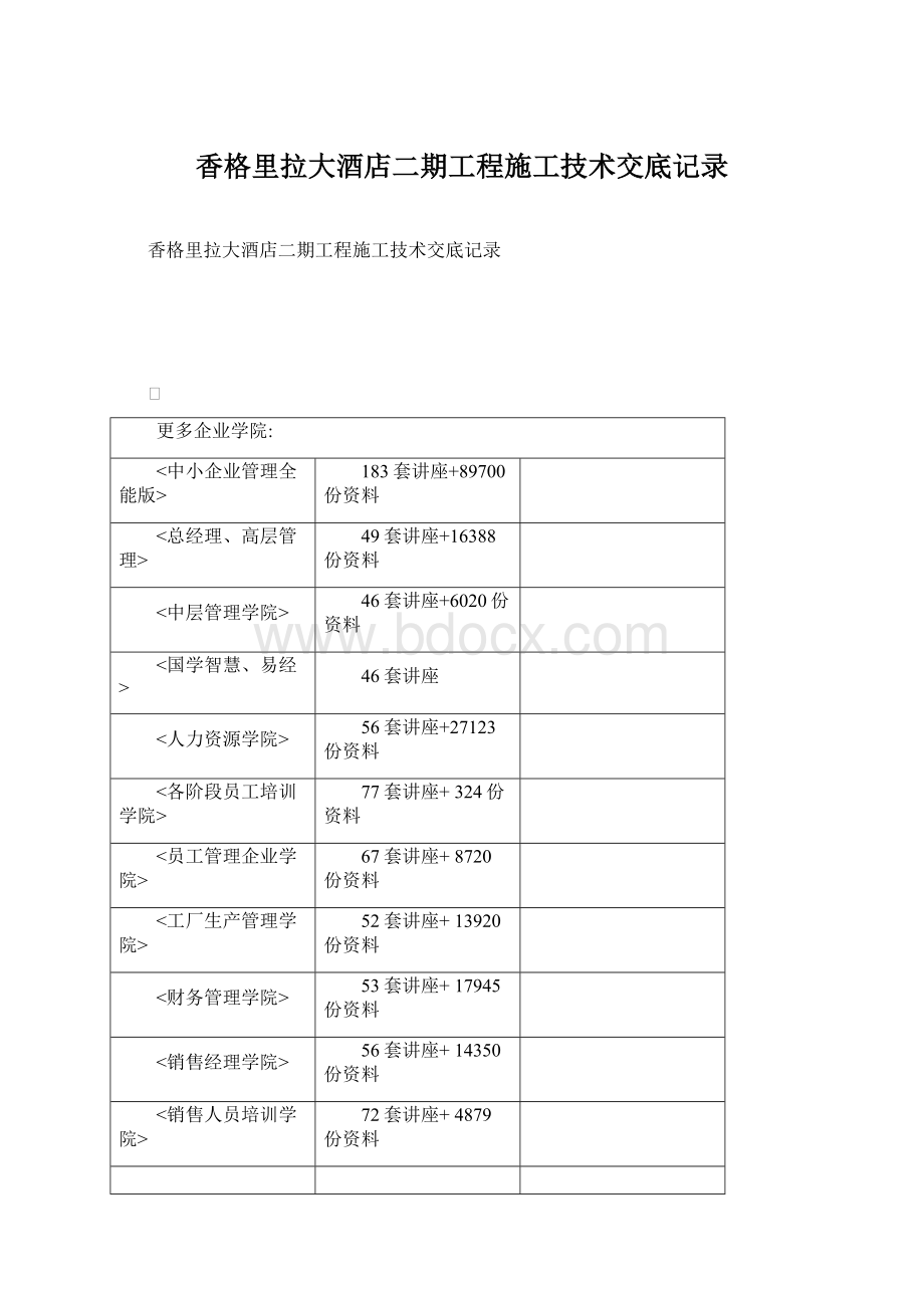 香格里拉大酒店二期工程施工技术交底记录Word格式文档下载.docx