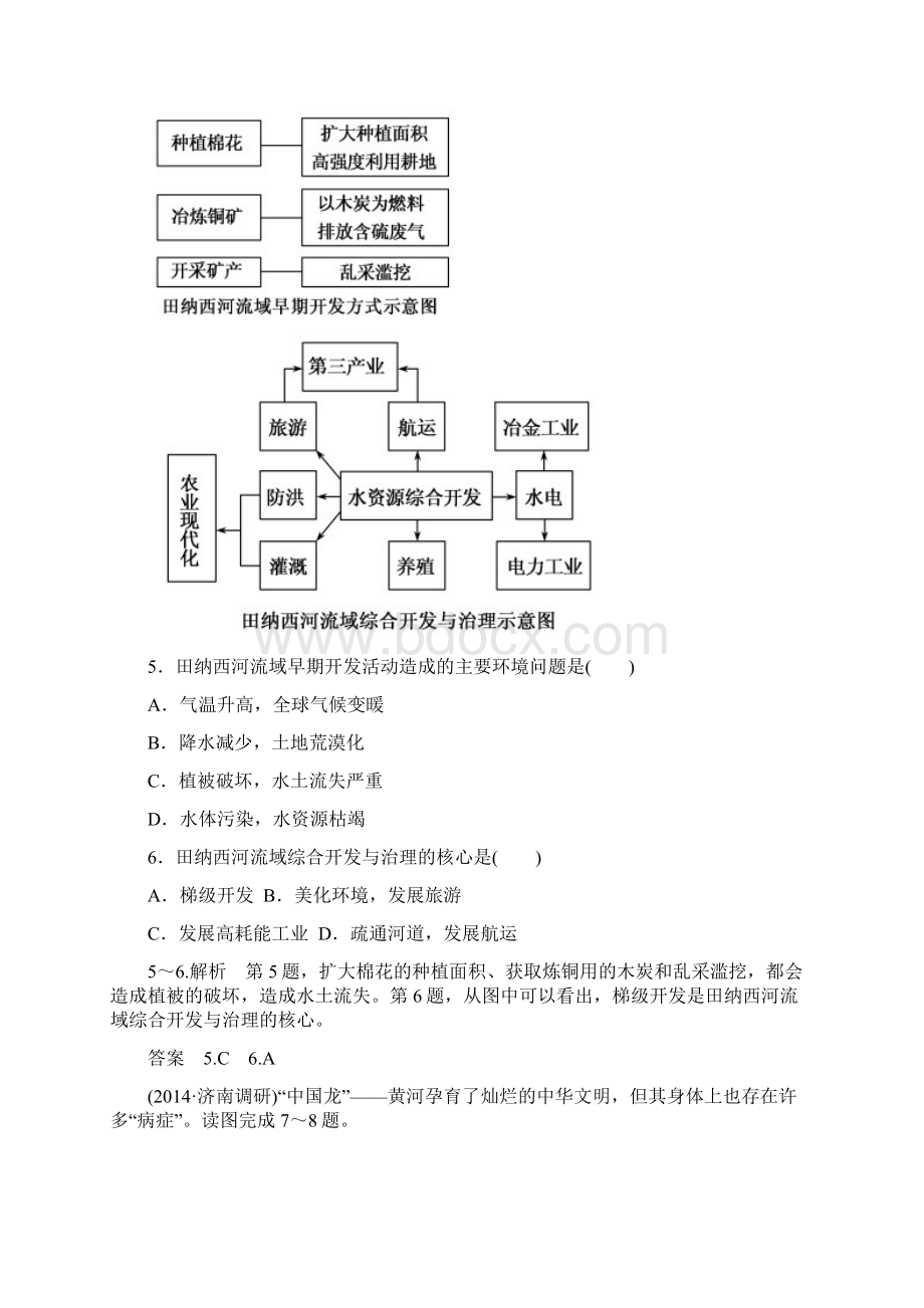 名师一号届高考地理一轮复习 162流域的综合开发以美国田纳西河流域为例层级演练Word文档格式.docx_第3页