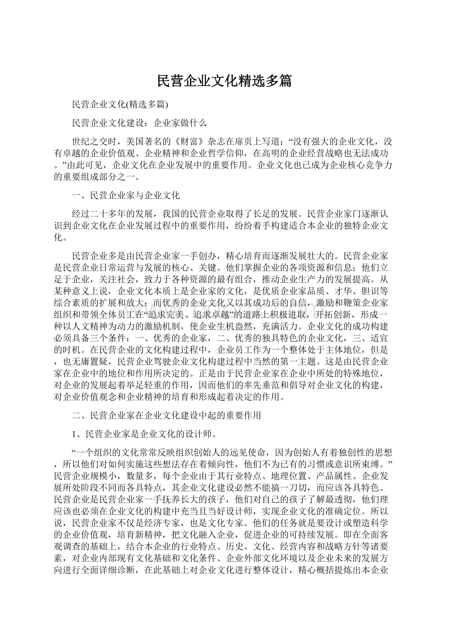 民营企业文化精选多篇.docx