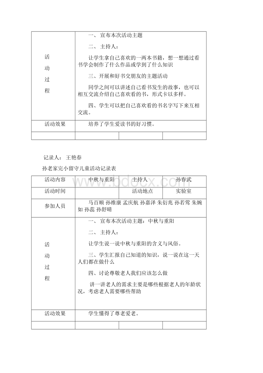 留守儿童活动记录内容.docx_第2页