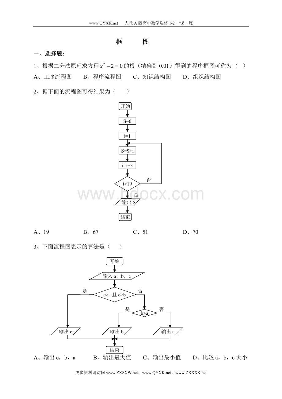 高中数学选修1-2框图练习.doc