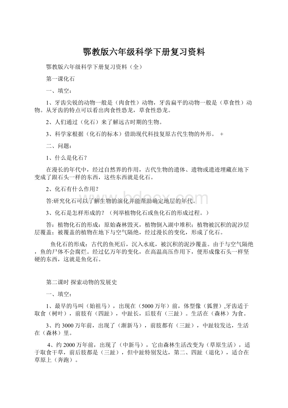 鄂教版六年级科学下册复习资料.docx_第1页