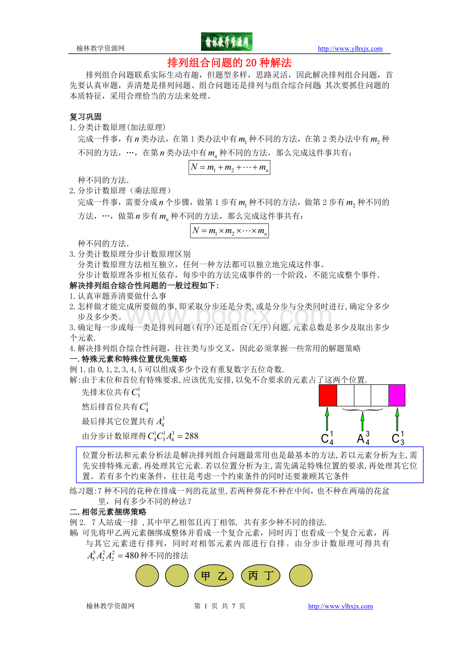 排列组合问题的20种解法Word格式.doc