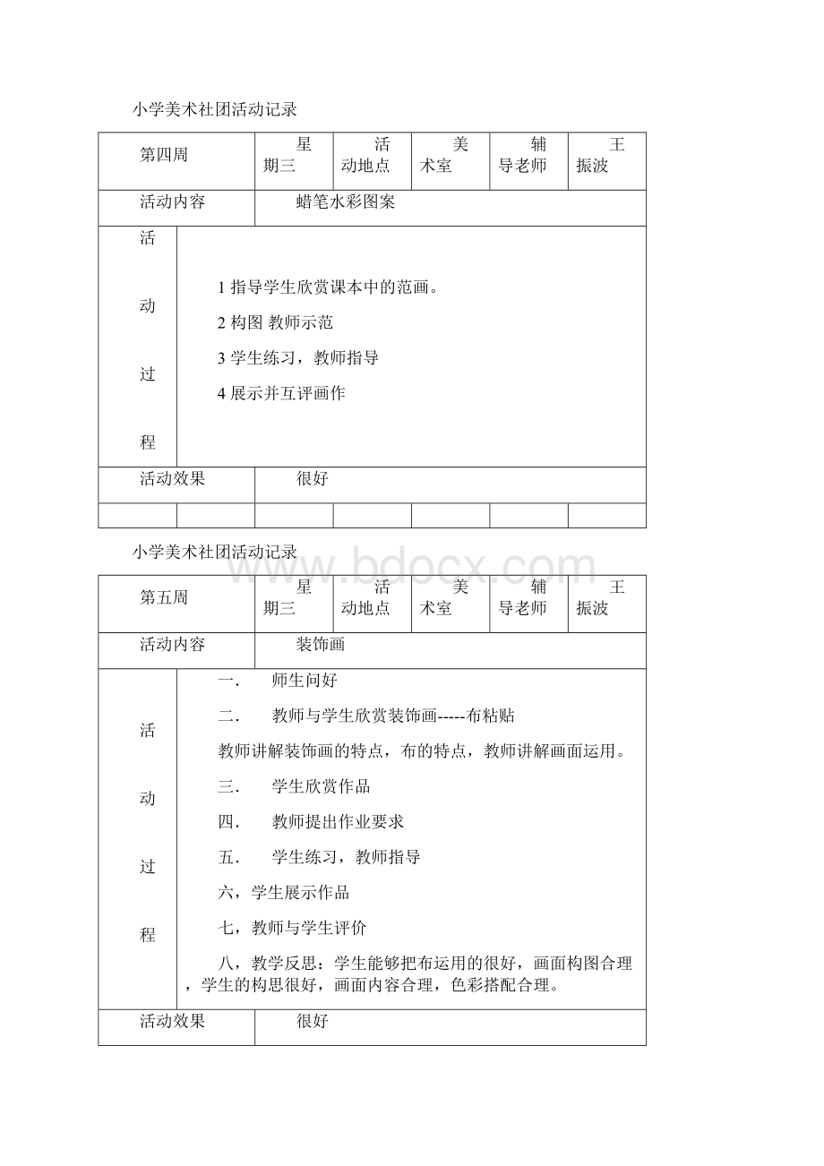 小学美术社团活动记录文档格式.docx_第2页