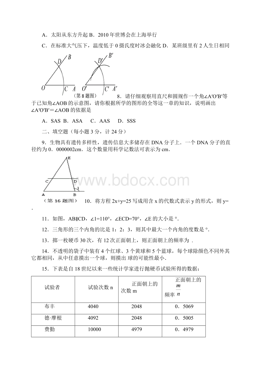 新人教版七年级数学下册期末测试题+答案共四套Word文件下载.docx_第2页