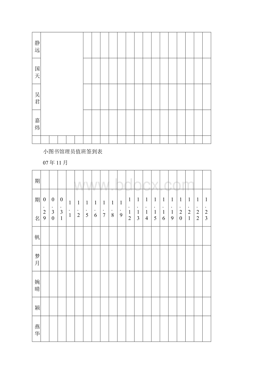 0708图书馆小管理员值班签到表文档格式.docx_第3页