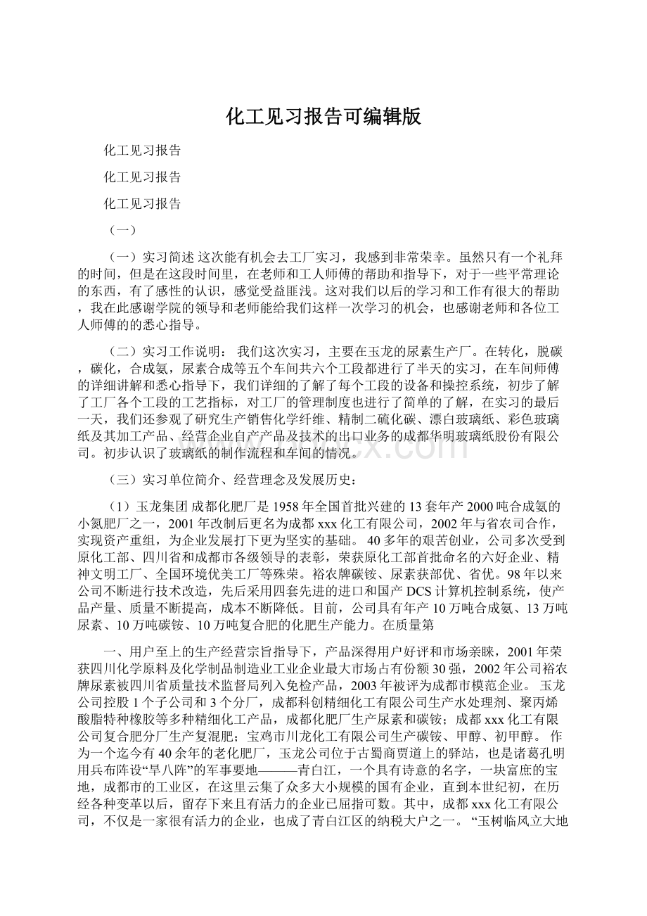 化工见习报告可编辑版.docx_第1页