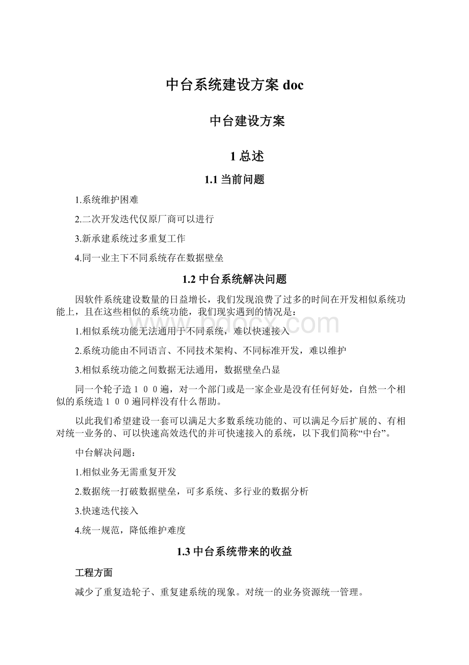 中台系统建设方案docWord下载.docx