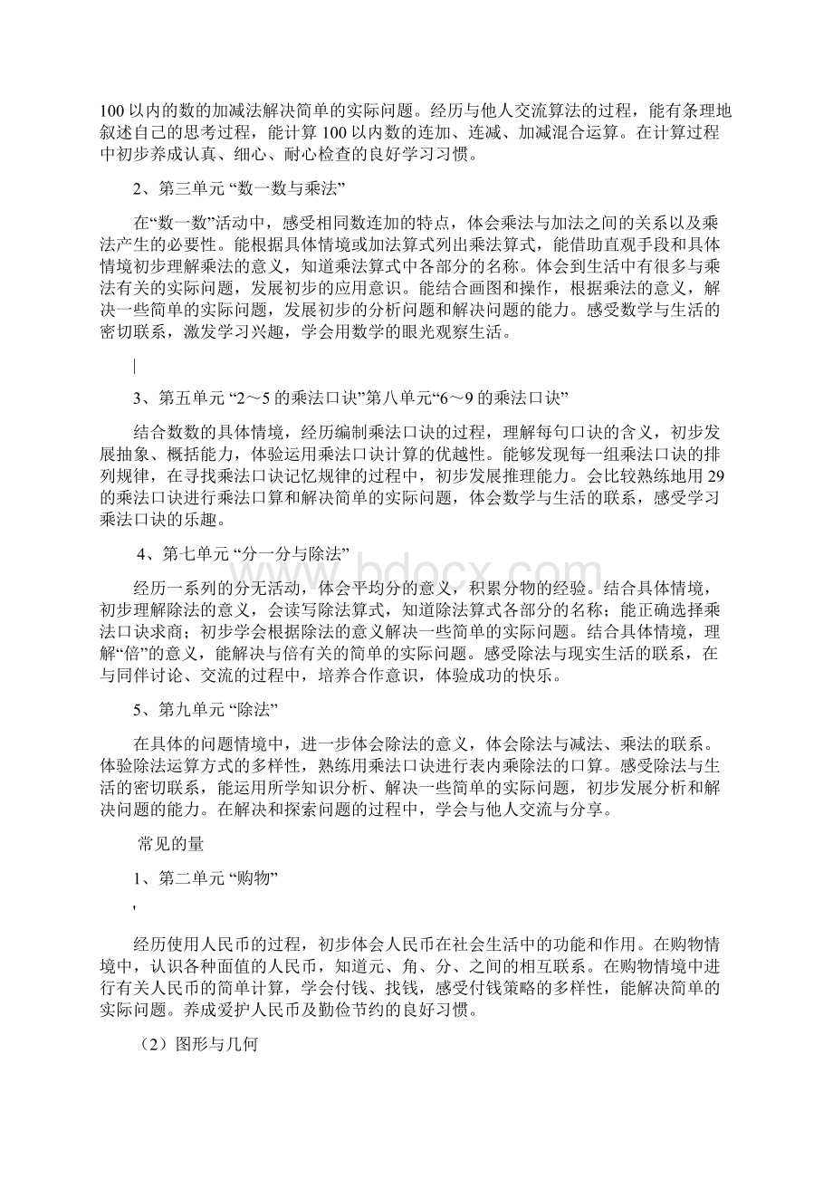 新北师大版小学数学二年级上期课程纲要.docx_第2页