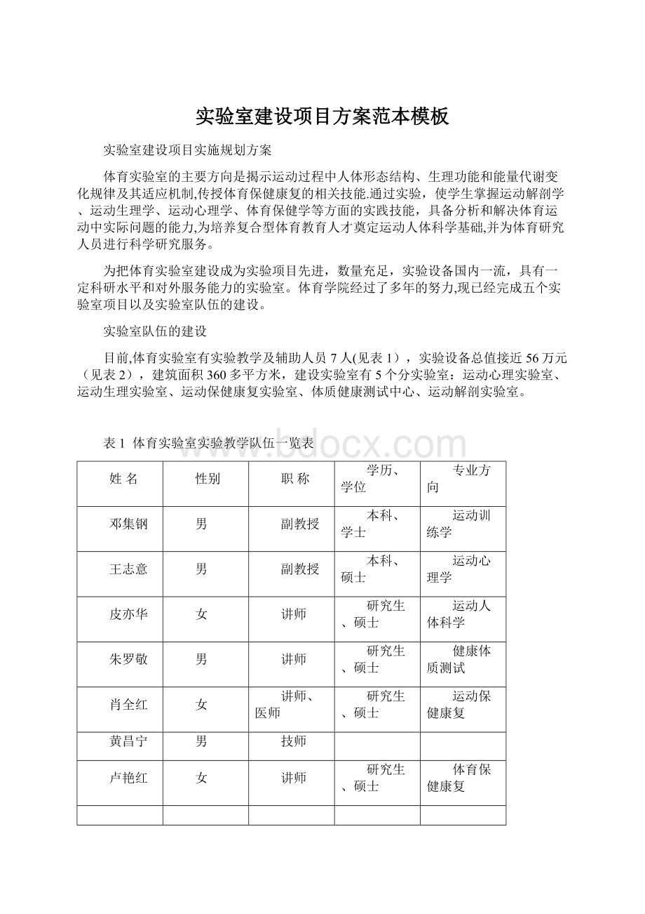 实验室建设项目方案范本模板文档格式.docx