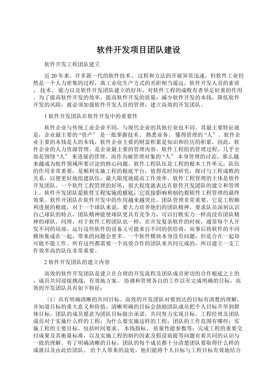 软件开发项目团队建设.docx