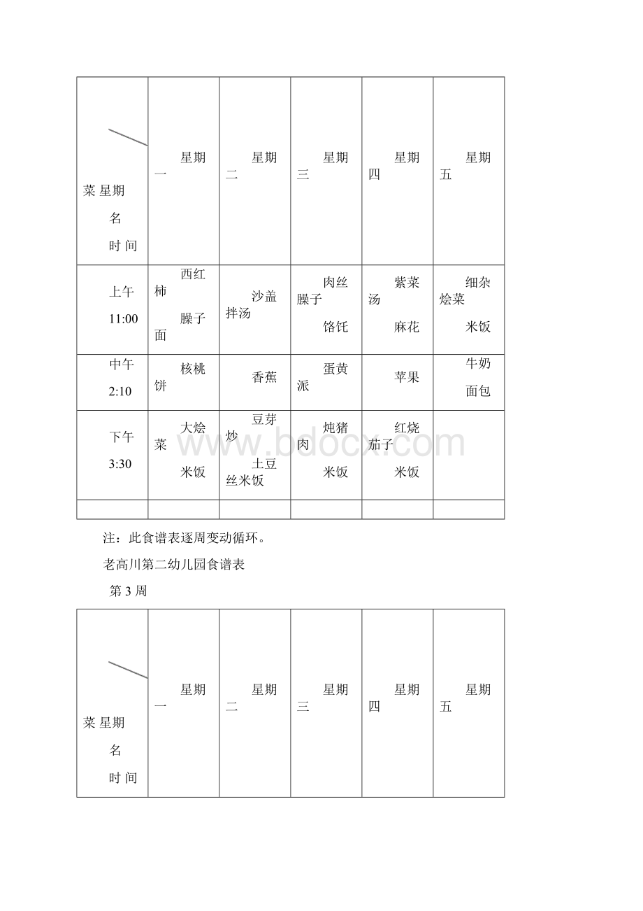 老高川第二幼儿园食谱表.docx_第2页