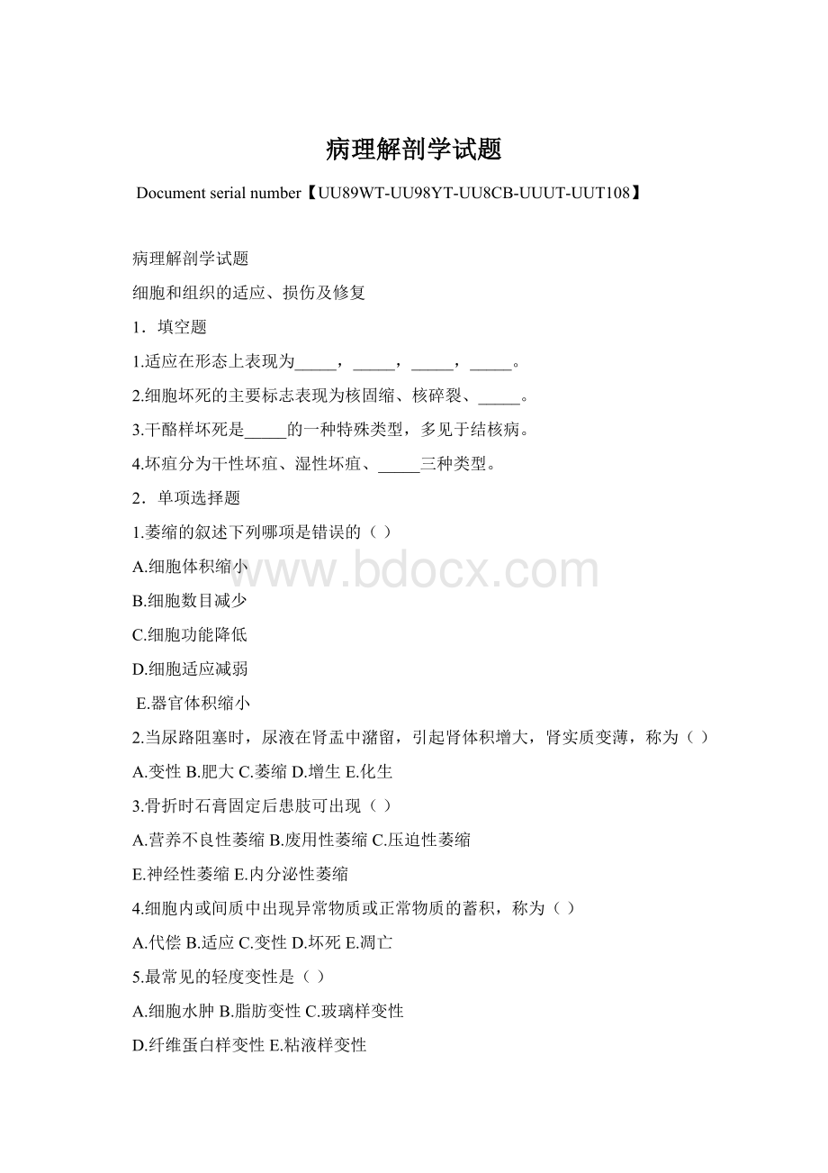 病理解剖学试题Word文档格式.docx