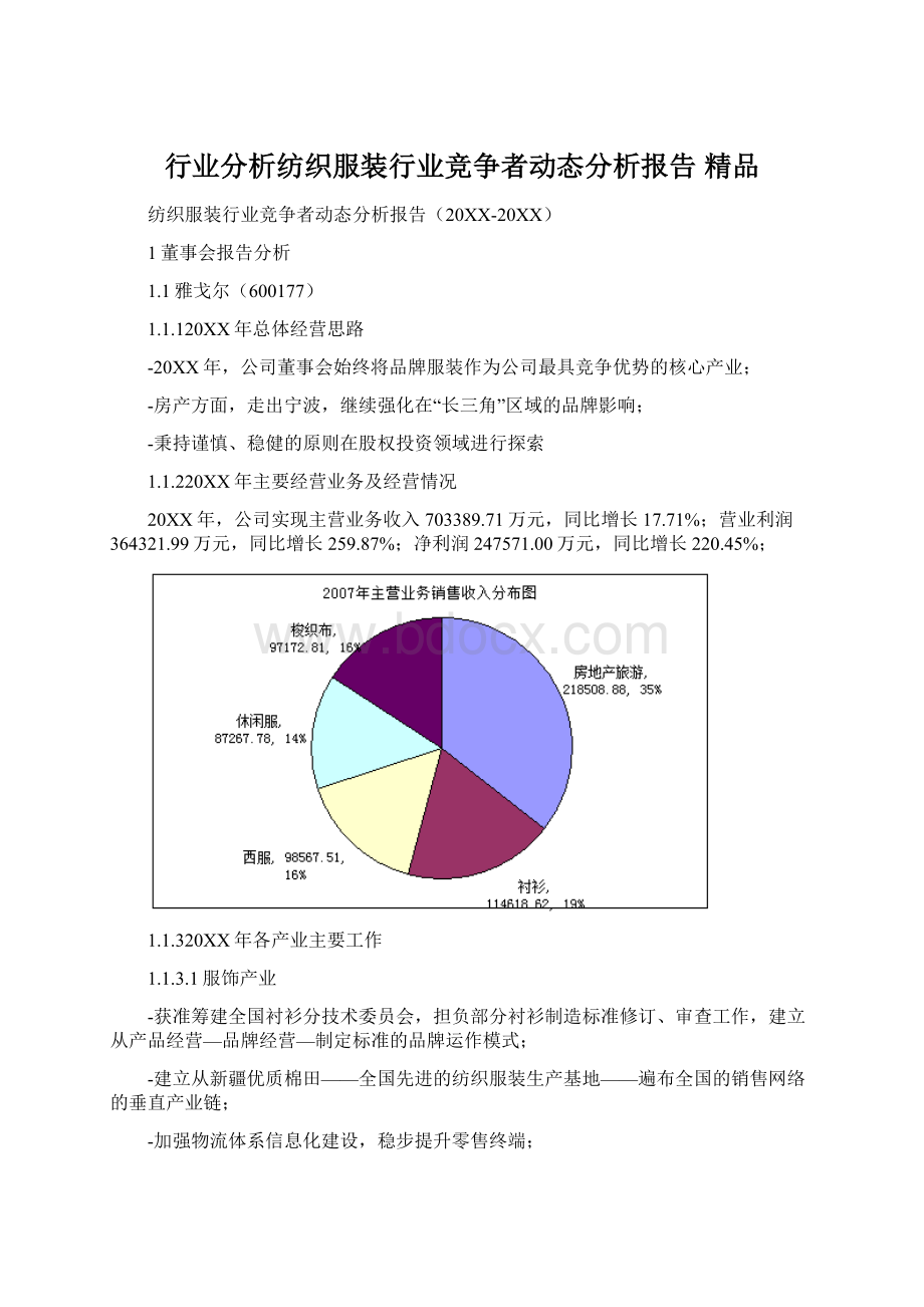 行业分析纺织服装行业竞争者动态分析报告 精品.docx