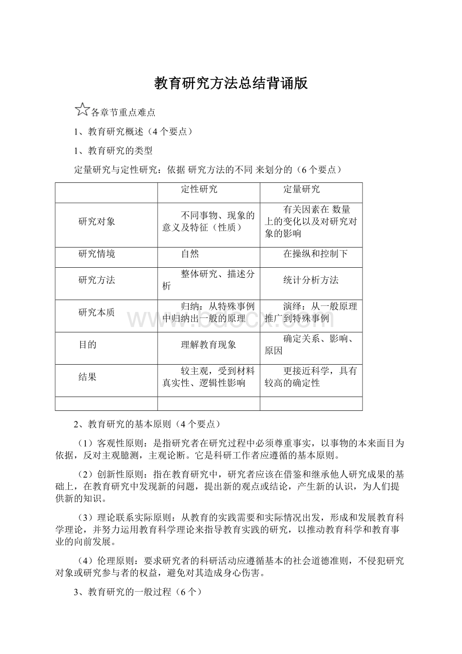 教育研究方法总结背诵版.docx