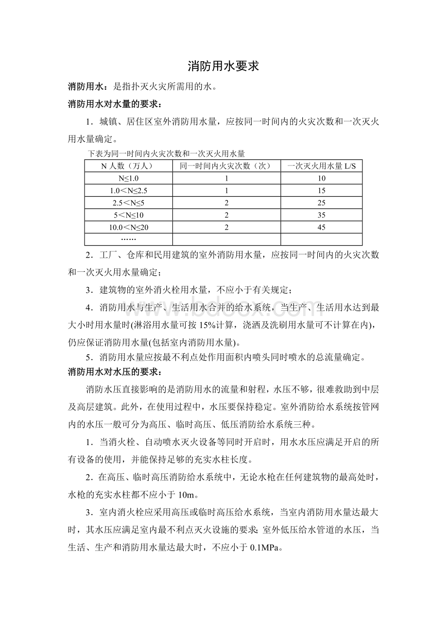 消防用水对水压和水量的要求.doc_第1页