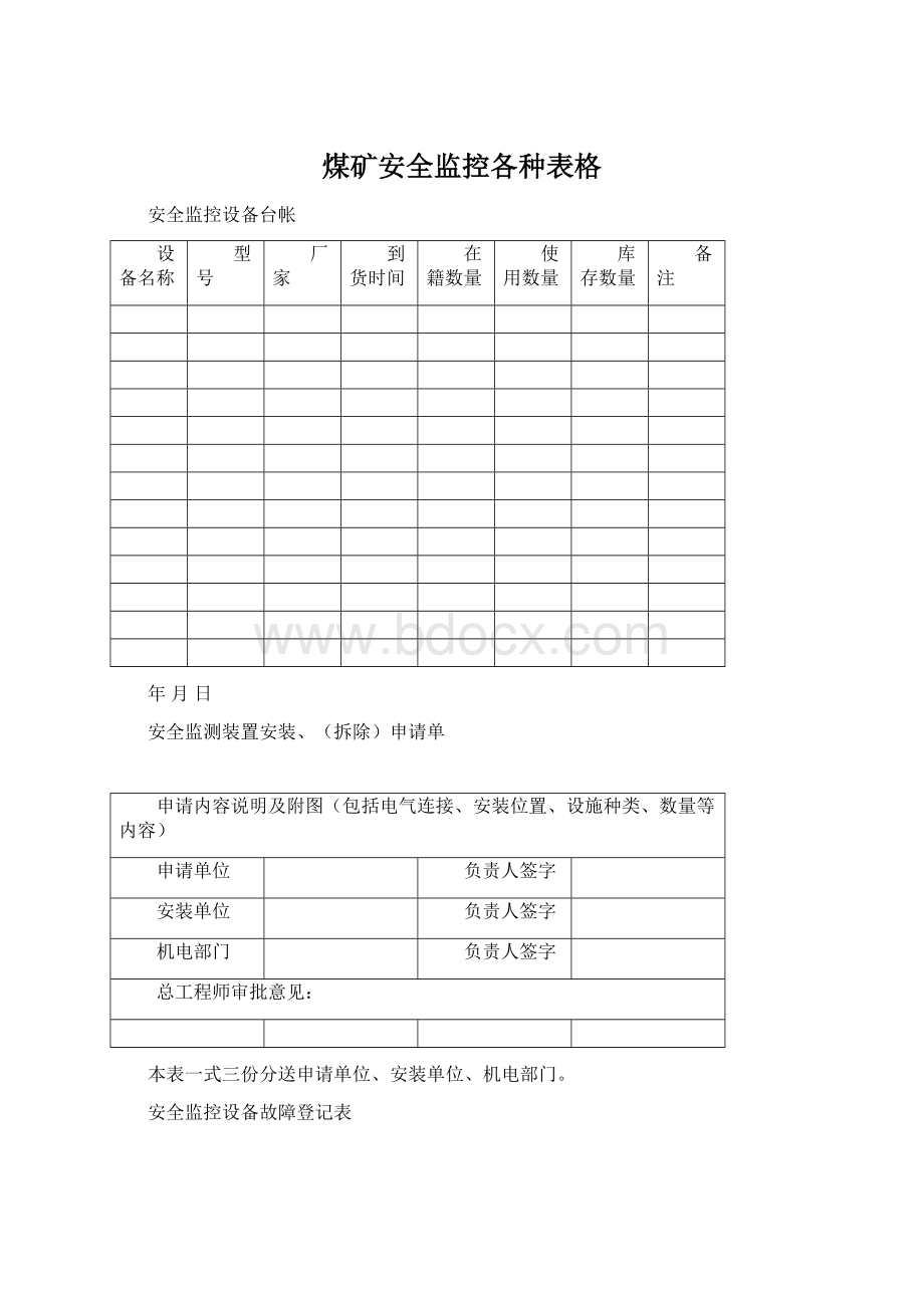 煤矿安全监控各种表格.docx_第1页