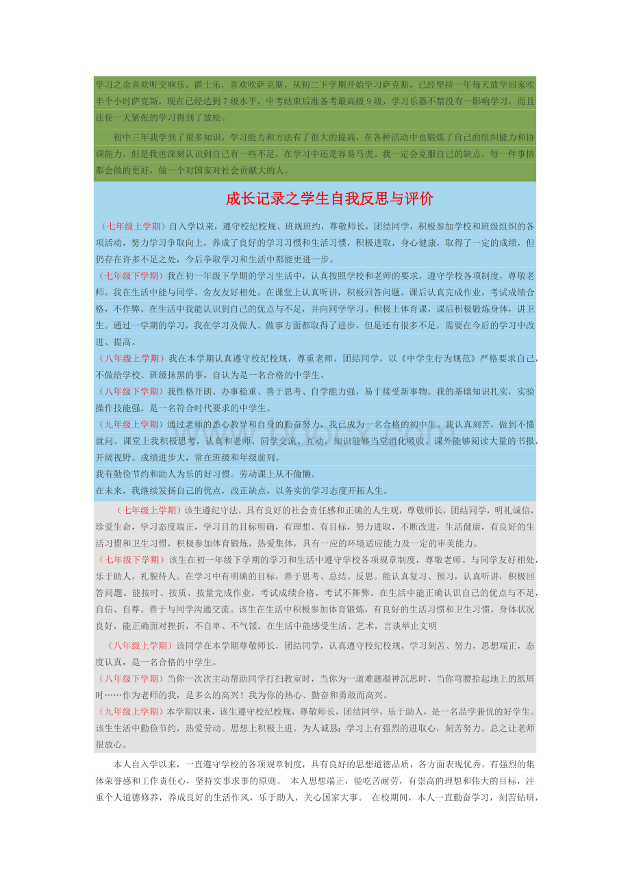 最全中学生综合素质自我评价.docx_第2页