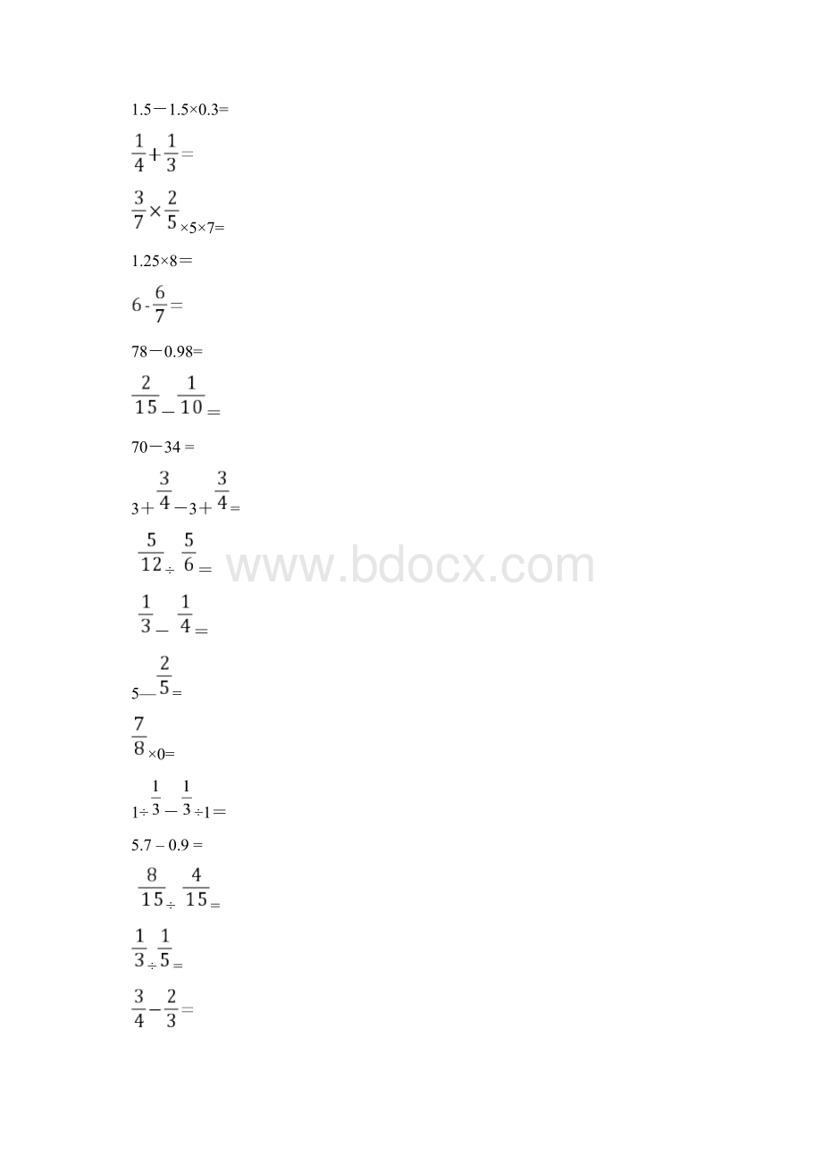 完整word版六年级数学口算题整理无答案.docx_第2页