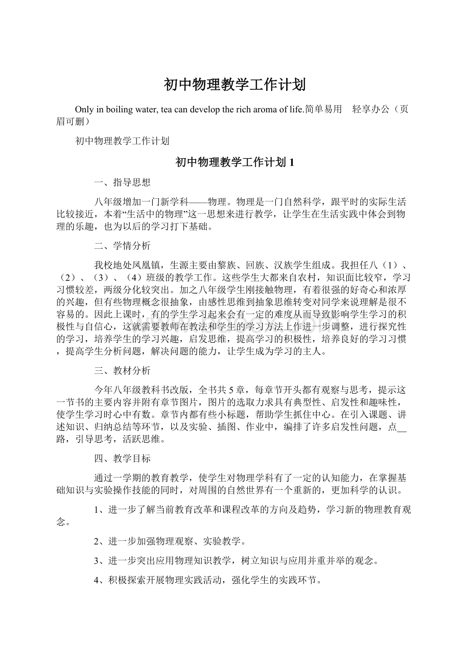 初中物理教学工作计划.docx