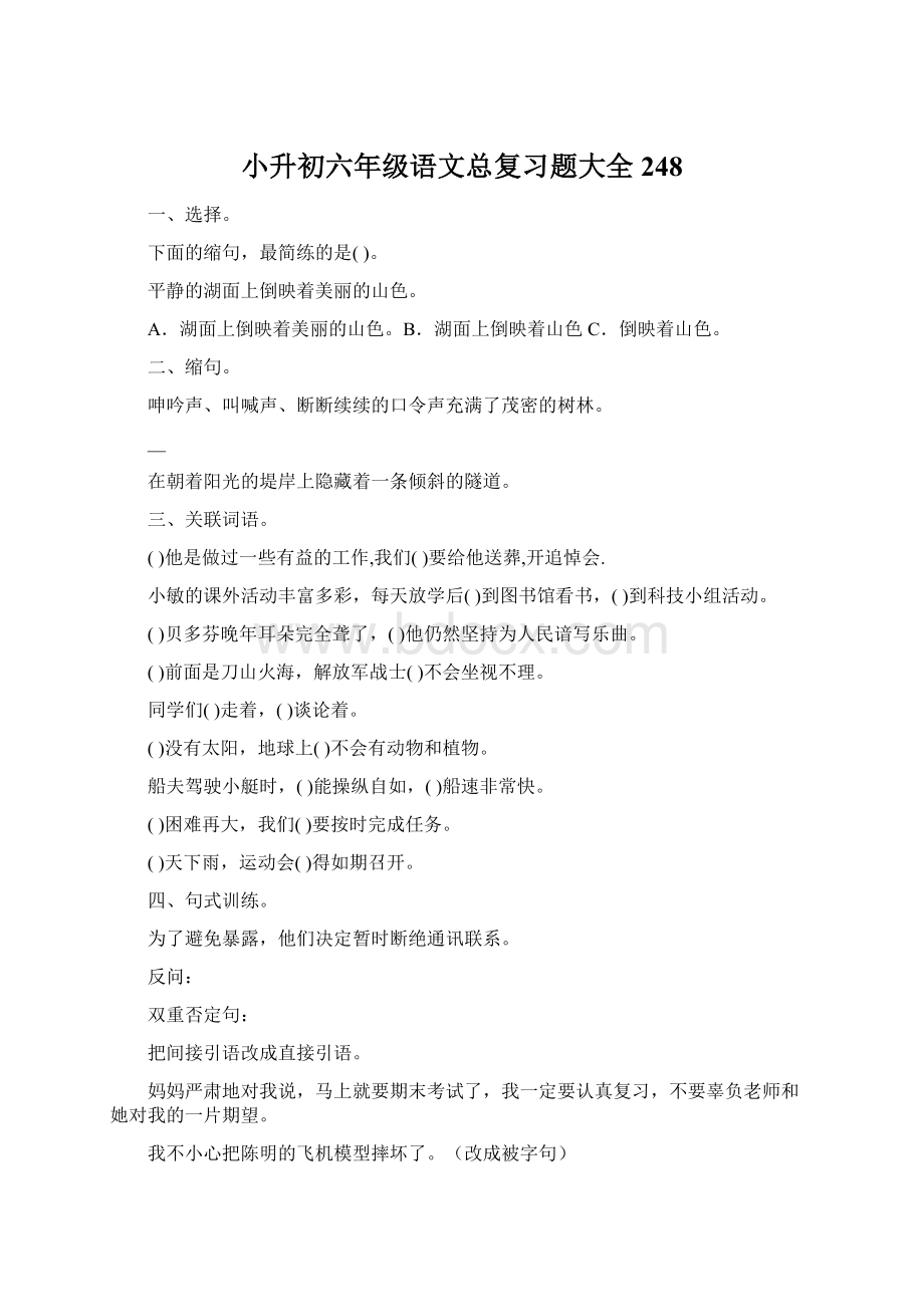 小升初六年级语文总复习题大全248Word文档格式.docx