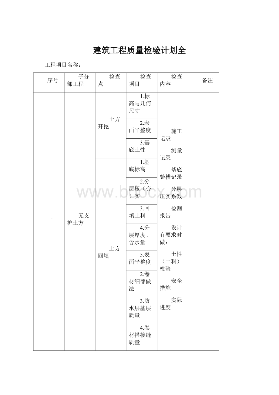 建筑工程质量检验计划全Word文档格式.docx