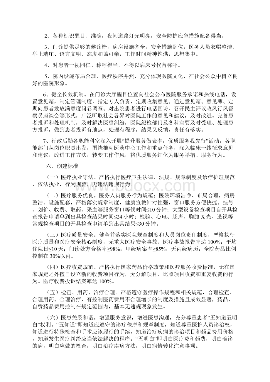 医院开展优质服务创建活动实施方案Word文档格式.docx_第3页