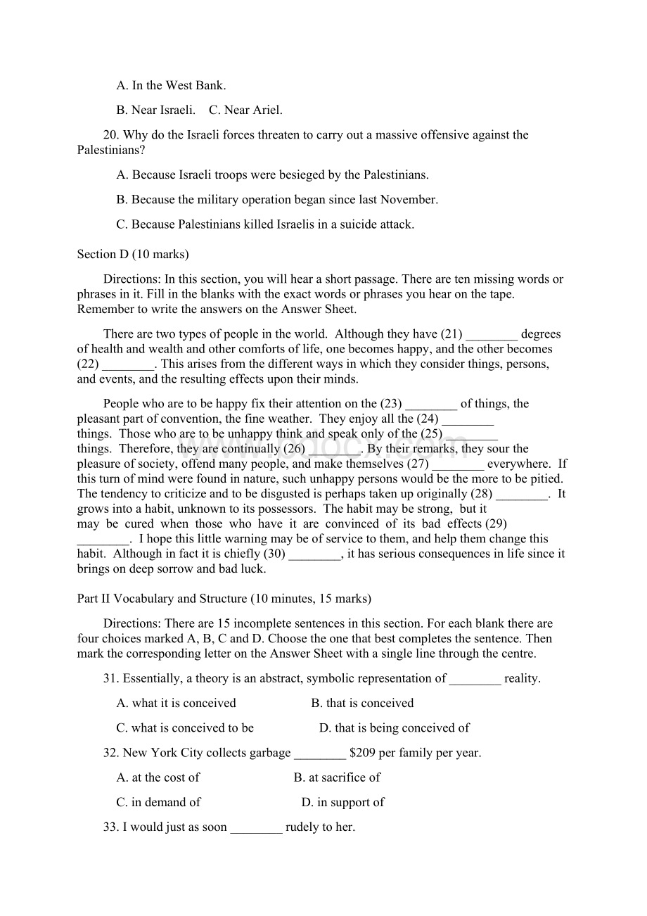 全国大学生英语竞赛样题及答案A级文档格式.docx_第3页