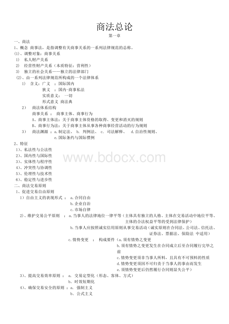 商法总论知识点概括.docx_第1页