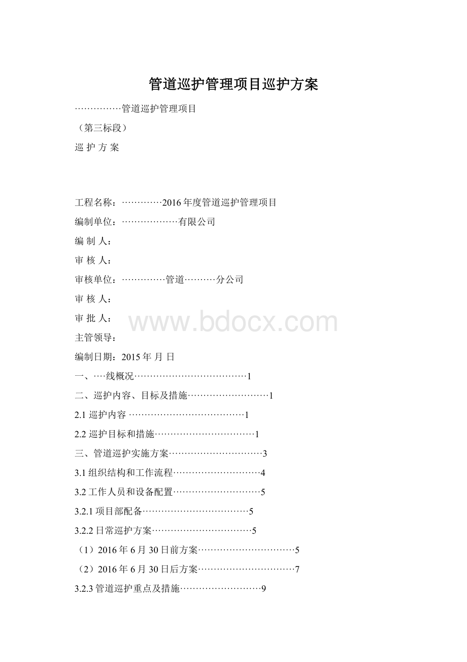 管道巡护管理项目巡护方案.docx