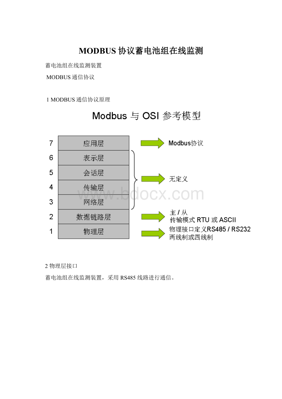 MODBUS协议蓄电池组在线监测Word格式文档下载.docx