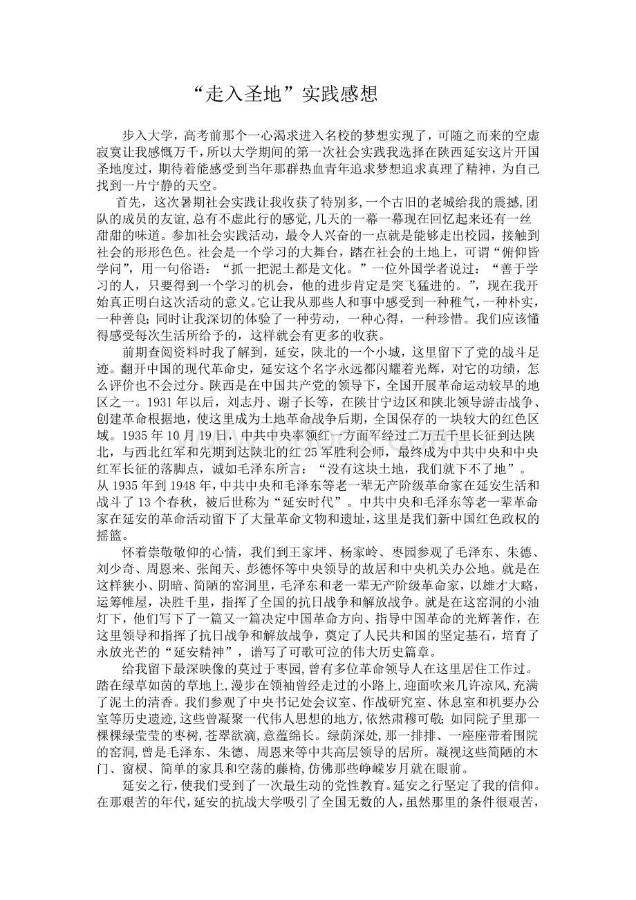 延安红色旅游感想Word文件下载.doc