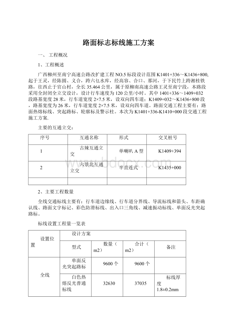 路面标志标线施工方案Word文档下载推荐.docx_第1页