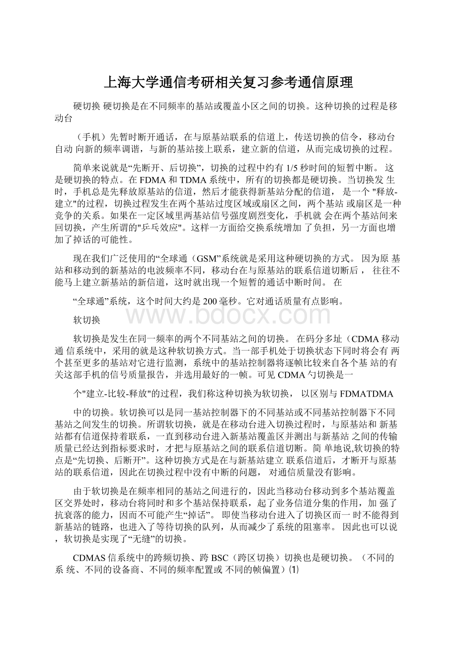 上海大学通信考研相关复习参考通信原理.docx